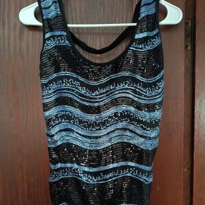 Black & Light Blue Sequin Tank Top